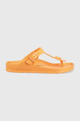 Birkenstock slapi Gizeh femei, culoarea portocaliu, cu toc plat, 1025599