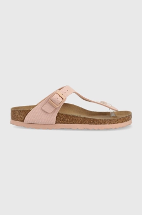 Birkenstock slapi Gizeh Rivet Logo femei, culoarea roz, cu toc plat, 1024134