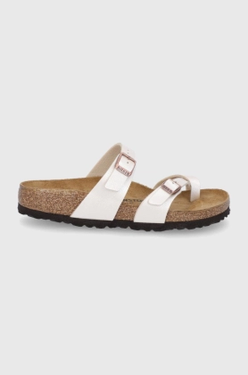 Birkenstock slapi Mayari femei, culoarea crem, cu toc plat