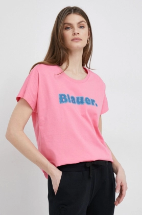 Blauer tricou din bumbac culoarea roz
