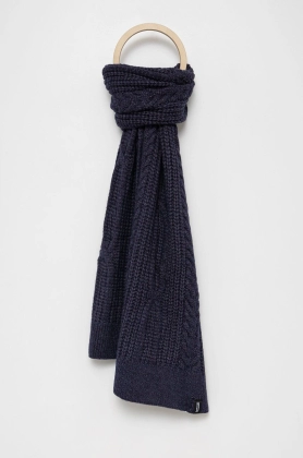 Bomboogie Esarfa din amestec de lana culoarea albastru marin, material neted