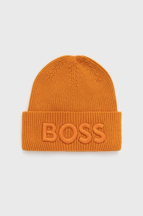 BOSS caciula din amestec de lana Boss Casual culoarea portocaliu, din tricot gros