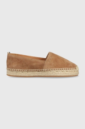 BOSS espadrile din piele intoarsa Madeira culoarea bej, 50493089