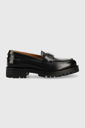 BOSS pantofi de piele Helen femei, culoarea negru, cu platforma, 50488227