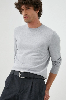 BOSS pulover de bumbac barbati, culoarea gri, light