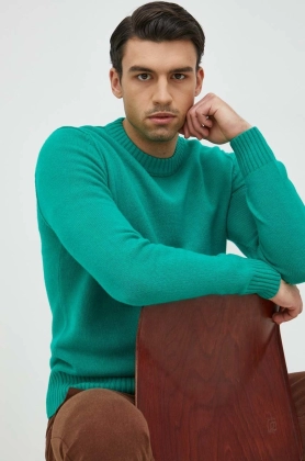 BOSS pulover de lana BOSS ORANGE barbati, culoarea verde