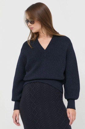 BOSS pulover din amestec de lana femei, culoarea albastru marin,