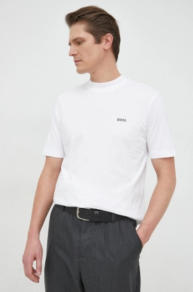 BOSS tricou din bumbac BOSS ORANGE culoarea alb, cu imprimeu