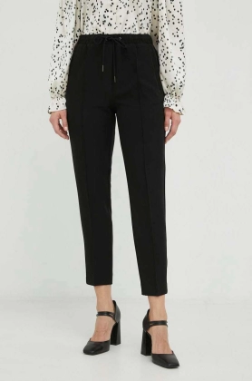 Bruuns Bazaar pantaloni femei, culoarea negru, mulata, high waist