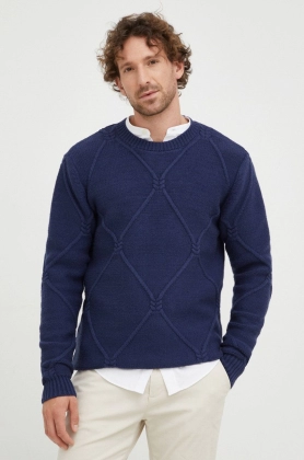 Bruuns Bazaar pulover barbati, culoarea albastru marin, calduros
