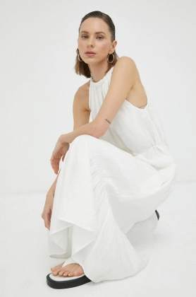 Bruuns Bazaar rochie culoarea alb, midi, evazati