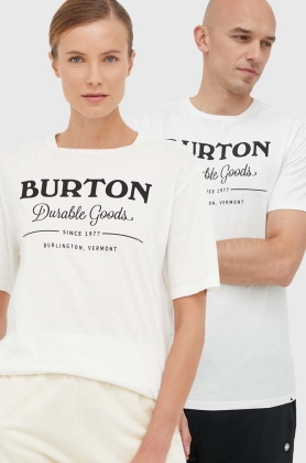 Burton tricou din bumbac culoarea alb, cu imprimeu