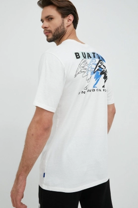 Burton tricou din bumbac Macatowa culoarea alb, cu imprimeu