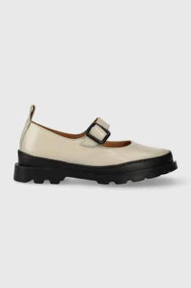 Camper pantofi de piele Brutus femei, culoarea gri, cu toc plat, K201433.005