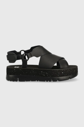 Camper sandale de piele Oruga Up femei, culoarea negru, cu platforma, K201399.001
