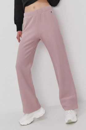 Champion Pantaloni 113370 femei, culoarea roz, material neted