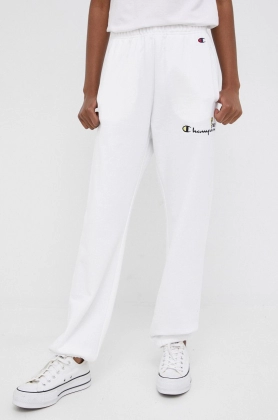 Champion pantaloni de trening Champion X Smiley 115934 femei, culoarea alb, cu imprimeu