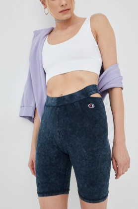 Champion pantaloni scurti 115222 femei, culoarea albastru marin, modelator, high waist