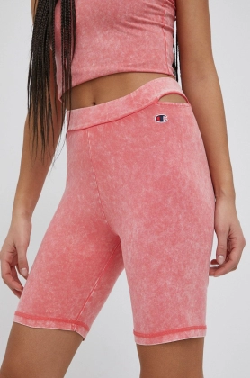 Champion pantaloni scurti 115222 femei, culoarea roz, modelator, high waist