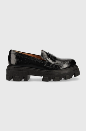 Charles Footwear mocasini de piele Mey femei, culoarea negru, cu platforma, Mey.Loafer.Basic