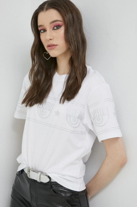 Chiara Ferragni tricou din bumbac culoarea alb