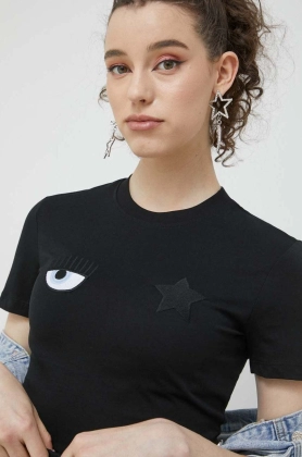 Chiara Ferragni tricou din bumbac culoarea negru