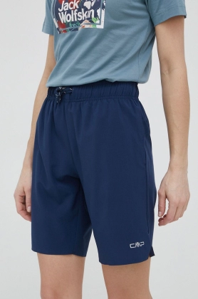 CMP pantaloni scurti outdoor femei, culoarea albastru marin, neted, medium waist