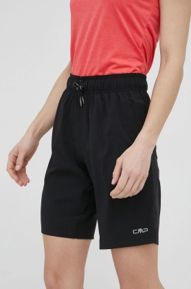 CMP pantaloni scurti outdoor femei, culoarea negru, neted, medium waist