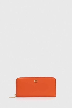 Coach portofel de piele femei, culoarea portocaliu