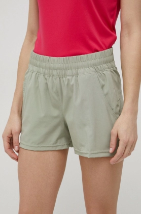 Columbia pantaloni scurti outdoor Alpine Chill Zero femei, culoarea verde, neted, medium waist