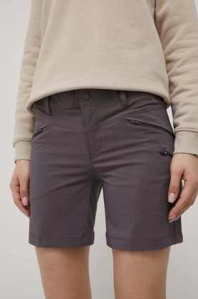 Columbia pantaloni scurti outdoor Peak To Point femei, culoarea gri, neted, medium waist