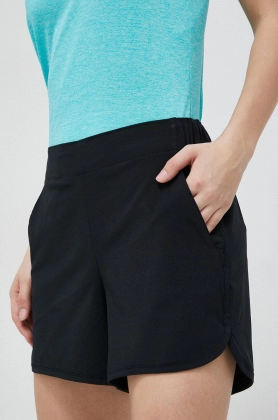 Columbia pantaloni scurti outdoor Pleasant Creek femei, culoarea negru, neted, high waist