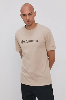 Columbia tricou barbati, culoarea bej, cu imprimeu