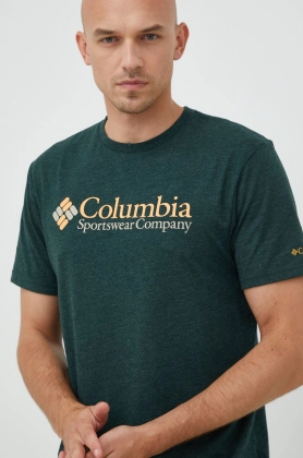 Columbia tricou barbati, culoarea verde, cu imprimeu