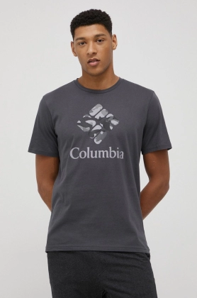 Columbia tricou din bumbac culoarea gri, cu imprimeu