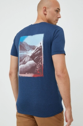Columbia tricou sport culoarea albastru marin, cu imprimeu