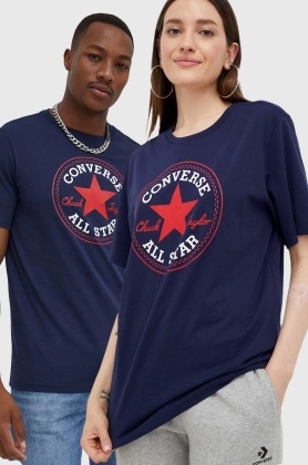 Converse tricou din bumbac culoarea albastru marin, cu imprimeu