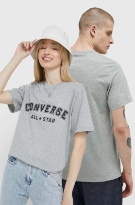Converse tricou din bumbac culoarea gri, cu imprimeu