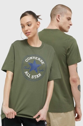 Converse tricou din bumbac culoarea verde, cu imprimeu