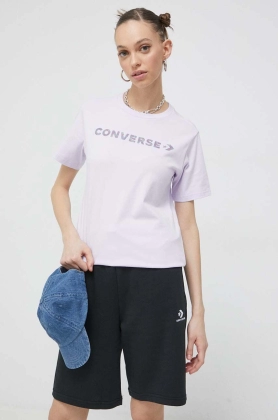Converse tricou din bumbac culoarea violet