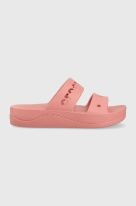 Crocs papuci Baya Platform Sandal femei, culoarea roz, 208188