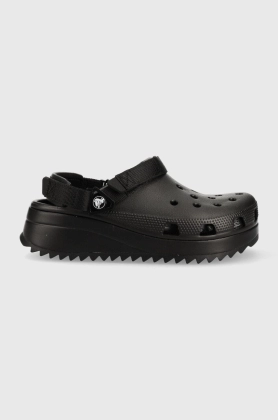 Crocs papuci Classic Hiker Clog femei, culoarea negru, cu platforma