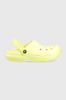 Crocs papuci Classic Lined Clog , culoarea galben