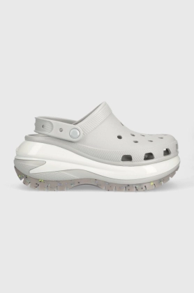 Crocs papuci Classic Mega Crush Clog femei, culoarea gri, cu platforma, 207988