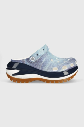 Crocs papuci Classic Mega Crush Denim Clog femei, cu platforma, 208259