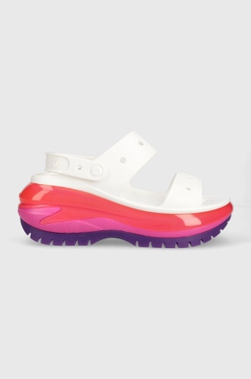 Crocs papuci Classic Mega Crush Sandal femei, culoarea alb, cu platforma, 207989