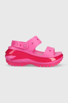 Crocs papuci Classic Mega Crush Sandal femei, culoarea roz, cu platforma, 207989