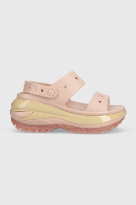 Crocs papuci Classic Mega Crush Sandal femei, culoarea roz, cu platforma, 207989
