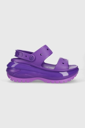 Crocs papuci Classic Mega Crush Sandal femei, culoarea violet, cu platforma, 207989