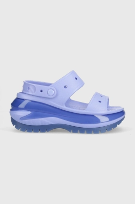 Crocs papuci Classic Mega Crush Sandal femei, culoarea violet, cu platforma, 207989